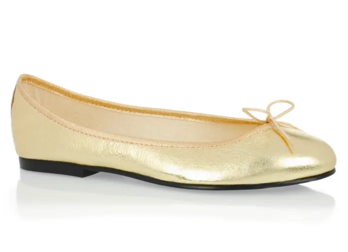 Gold Leather Pirouette Flats