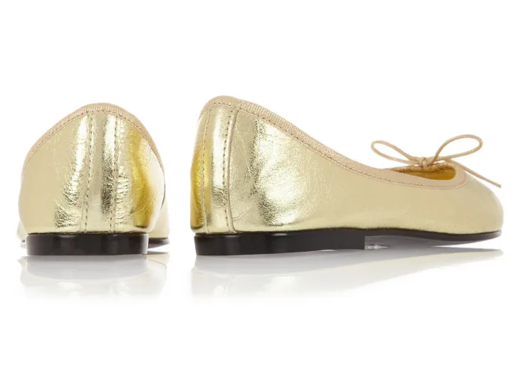 Gold Leather Pirouette Flats