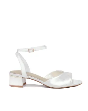 GRACE - LOW HEEL SATIN BRIDAL SANDALS