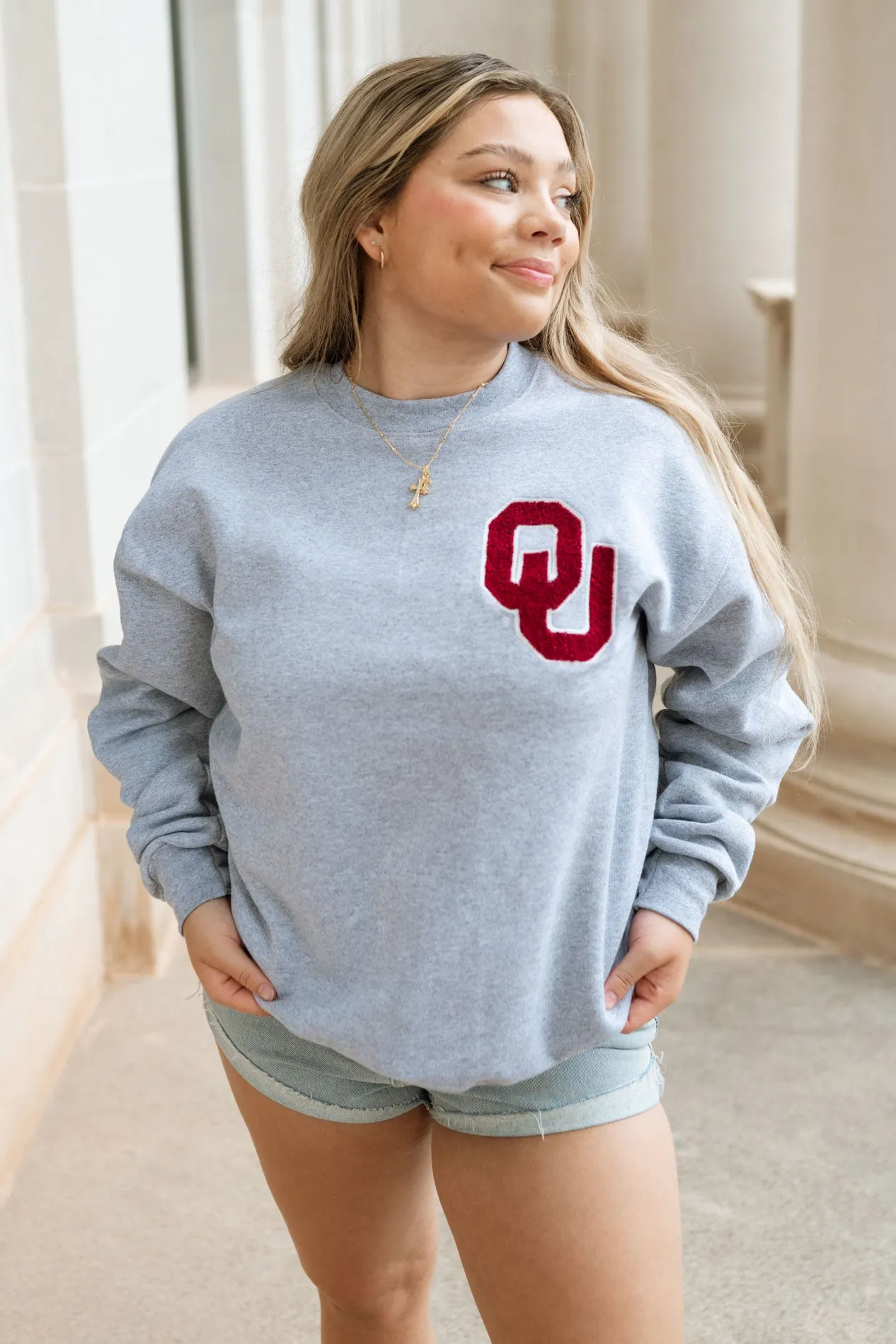 Gray OU Chenille Sweatshirt