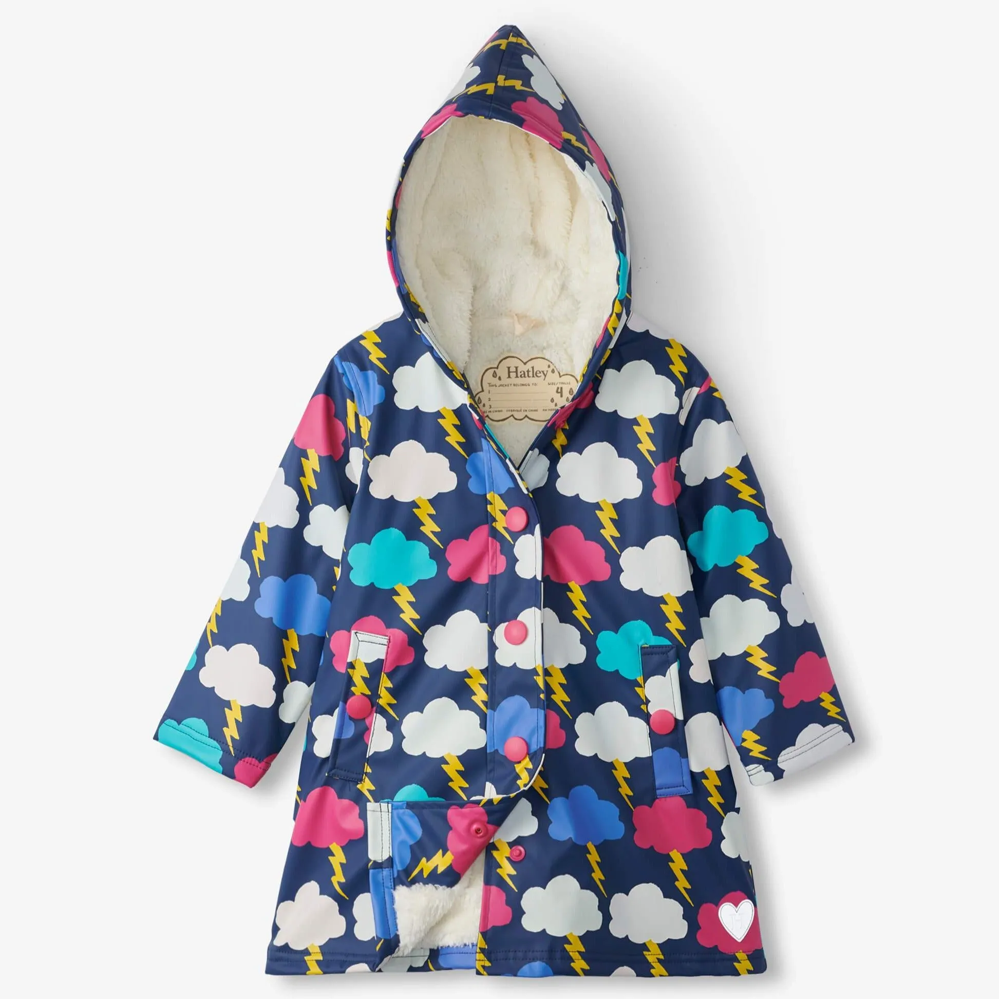 Hatley Lightning Clouds Sherpa Lined Raincoat