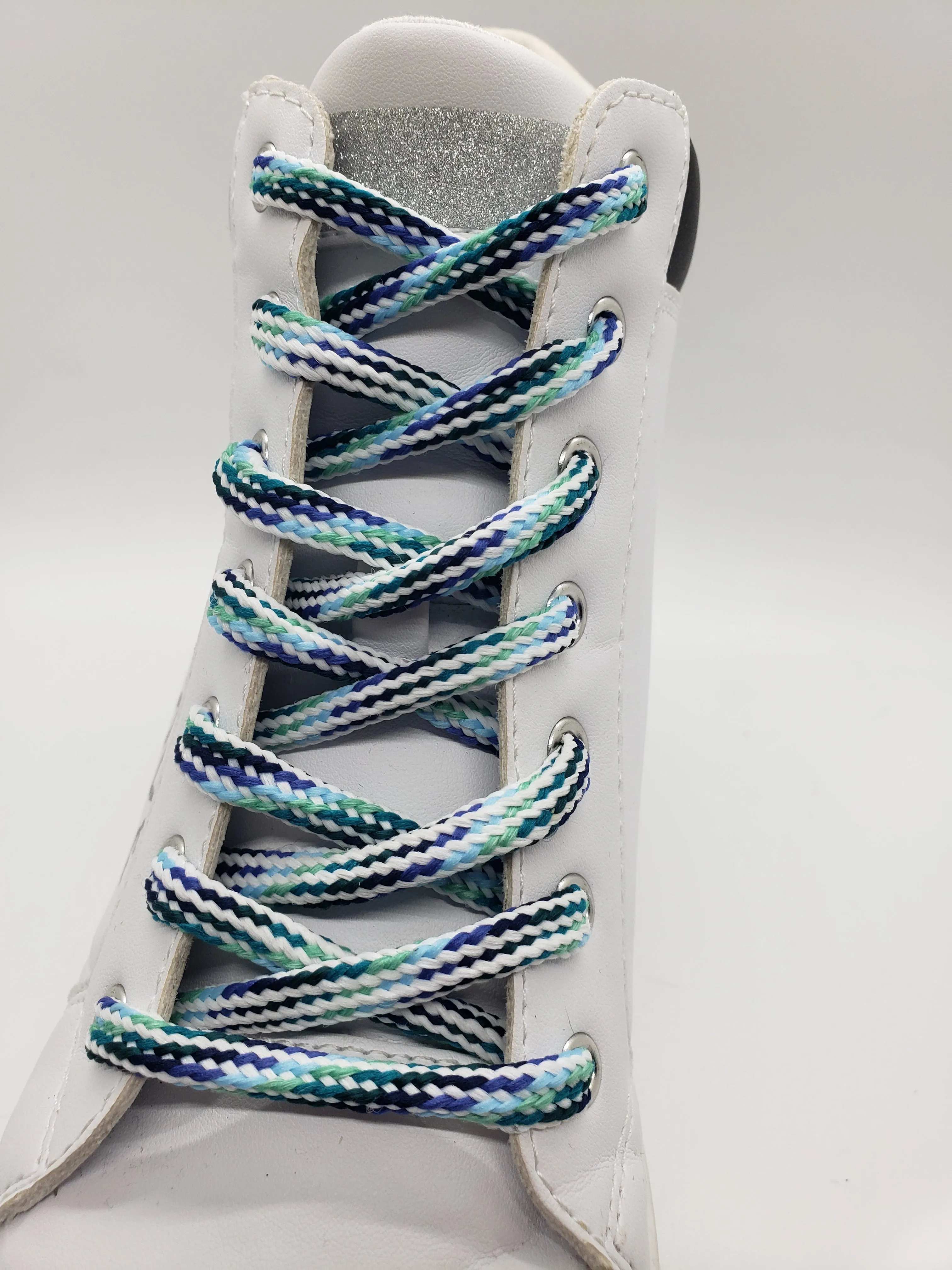 Hybrid Multicolor Shoelaces - Blues, Teals and White