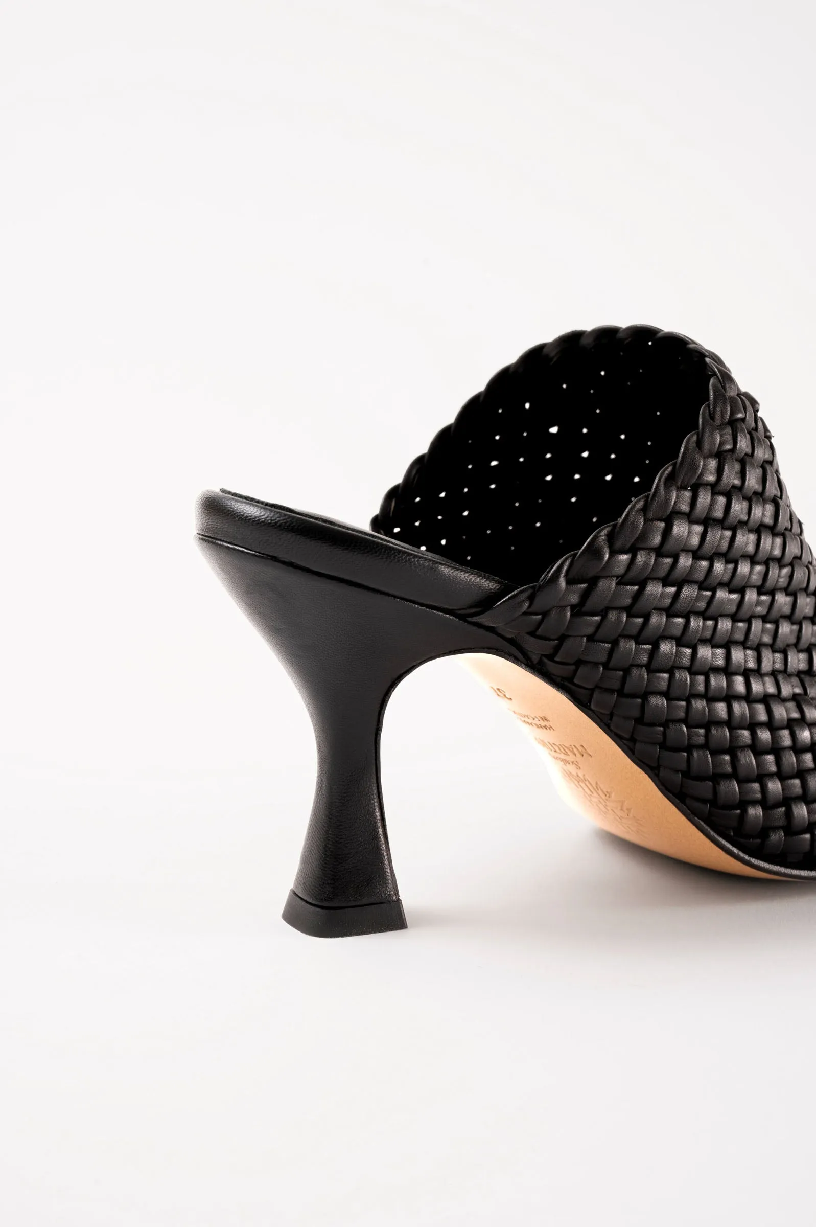 JACINTA - Black Woven Leather Platform Mules