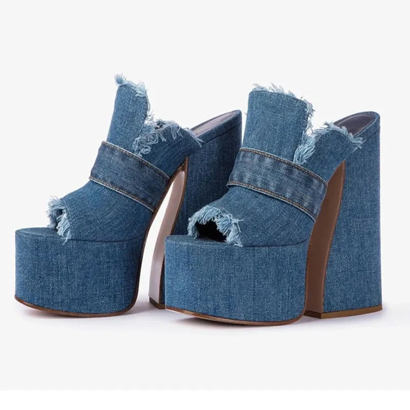 JeanJive Chunky Denim Heels