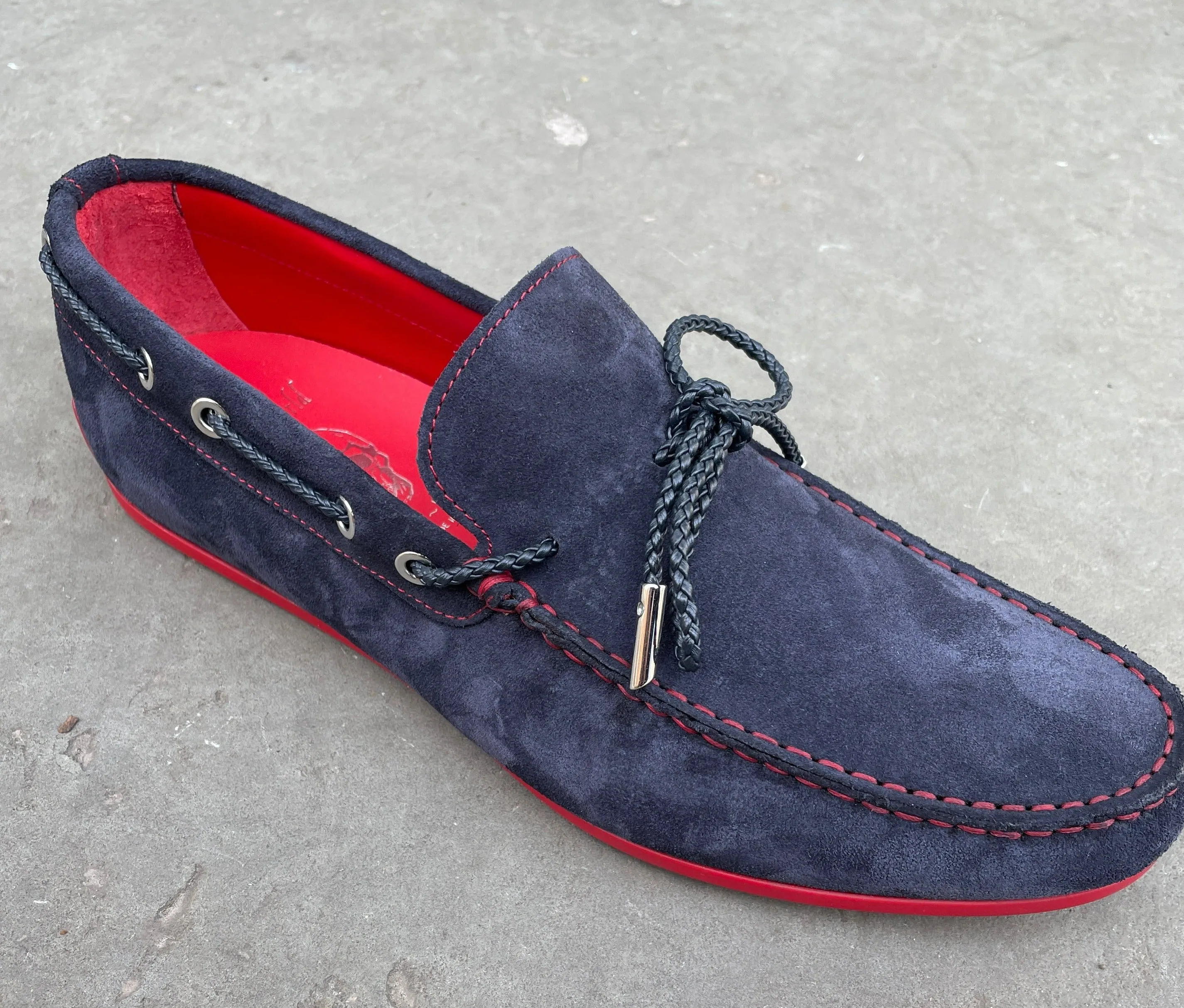 Jeffery West The Wag Suede Navy Red Sole