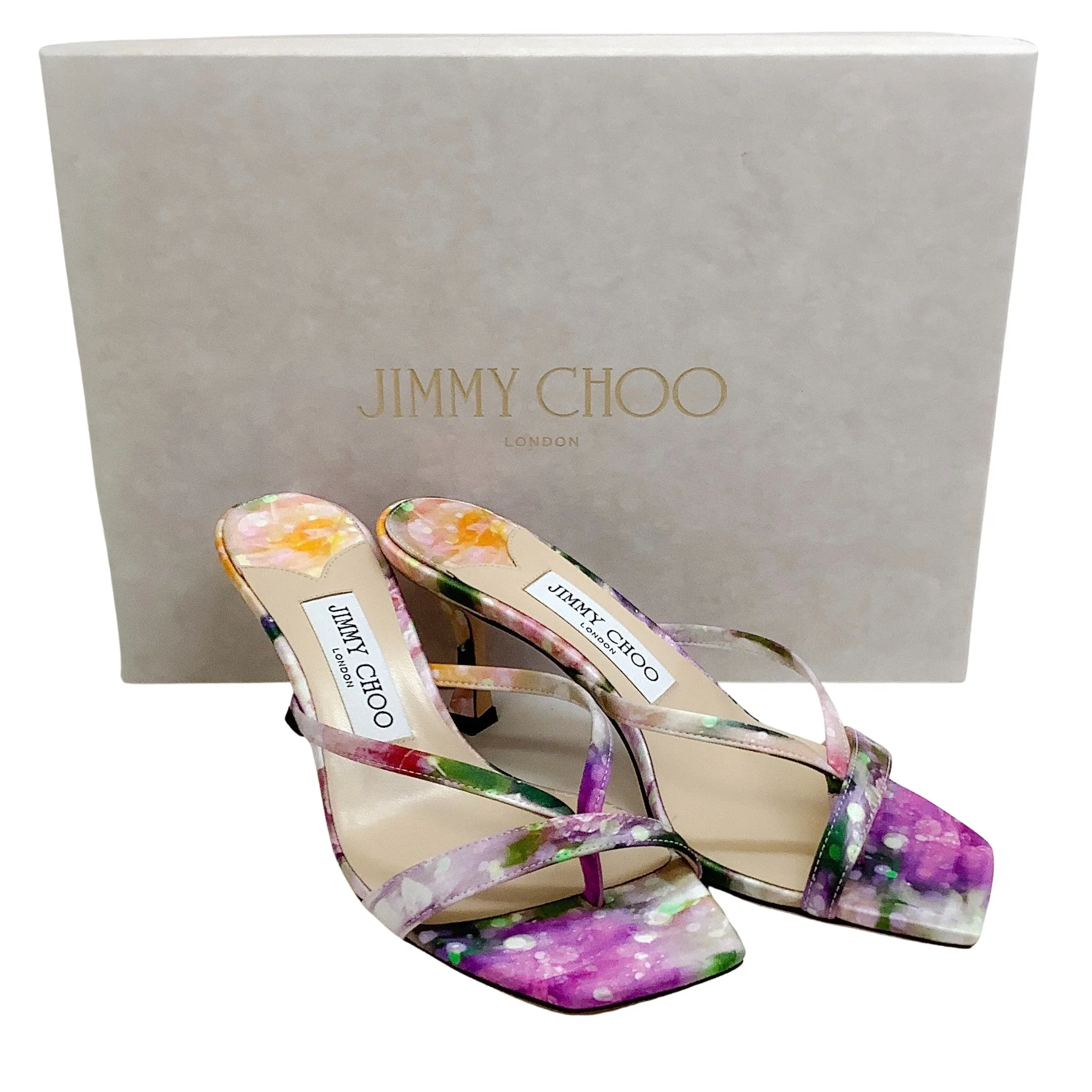 Jimmy Choo Multi Silk Maelie 70 Mule Sandals