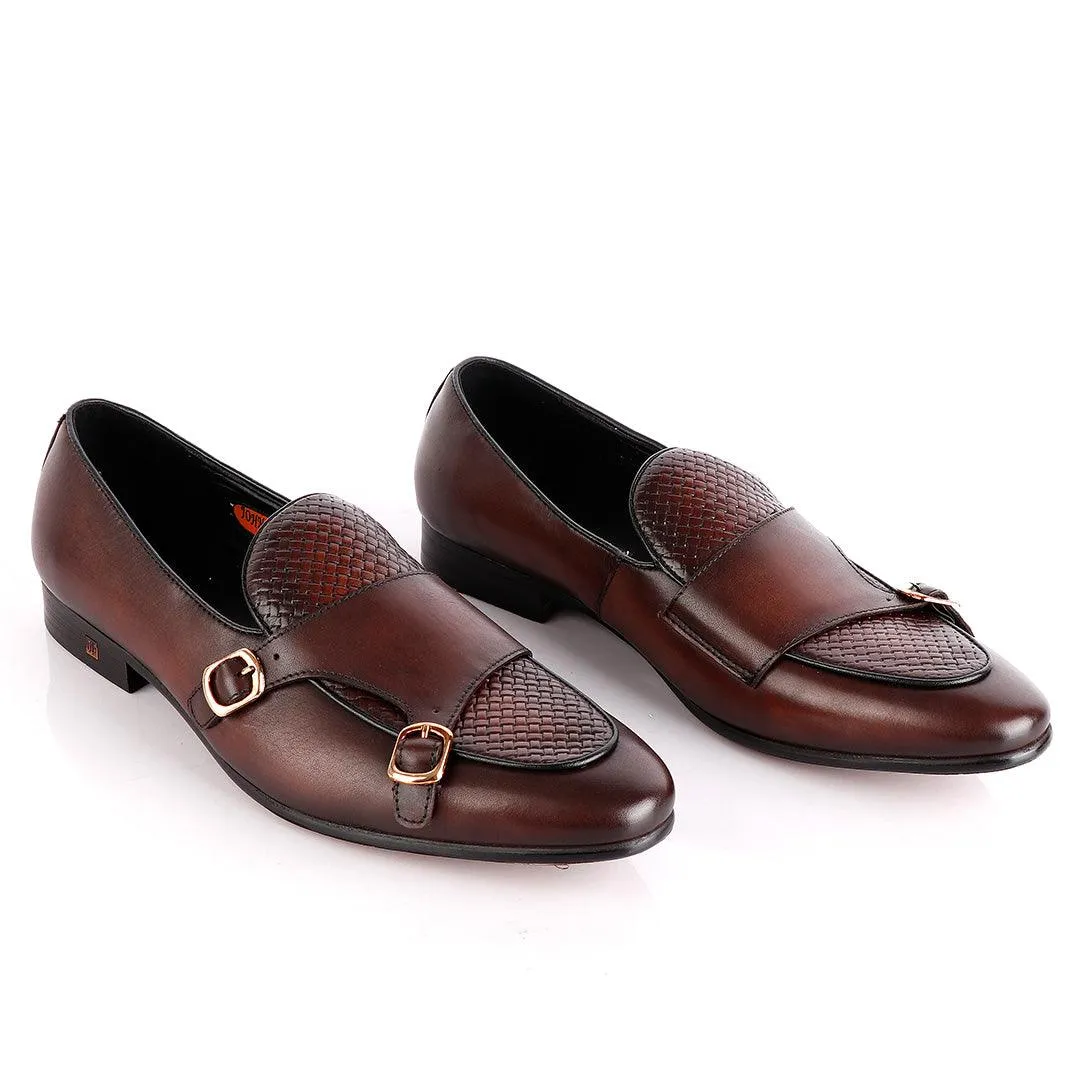 John Foster Double Monk-Strap Coffee Brown Leather Shoe