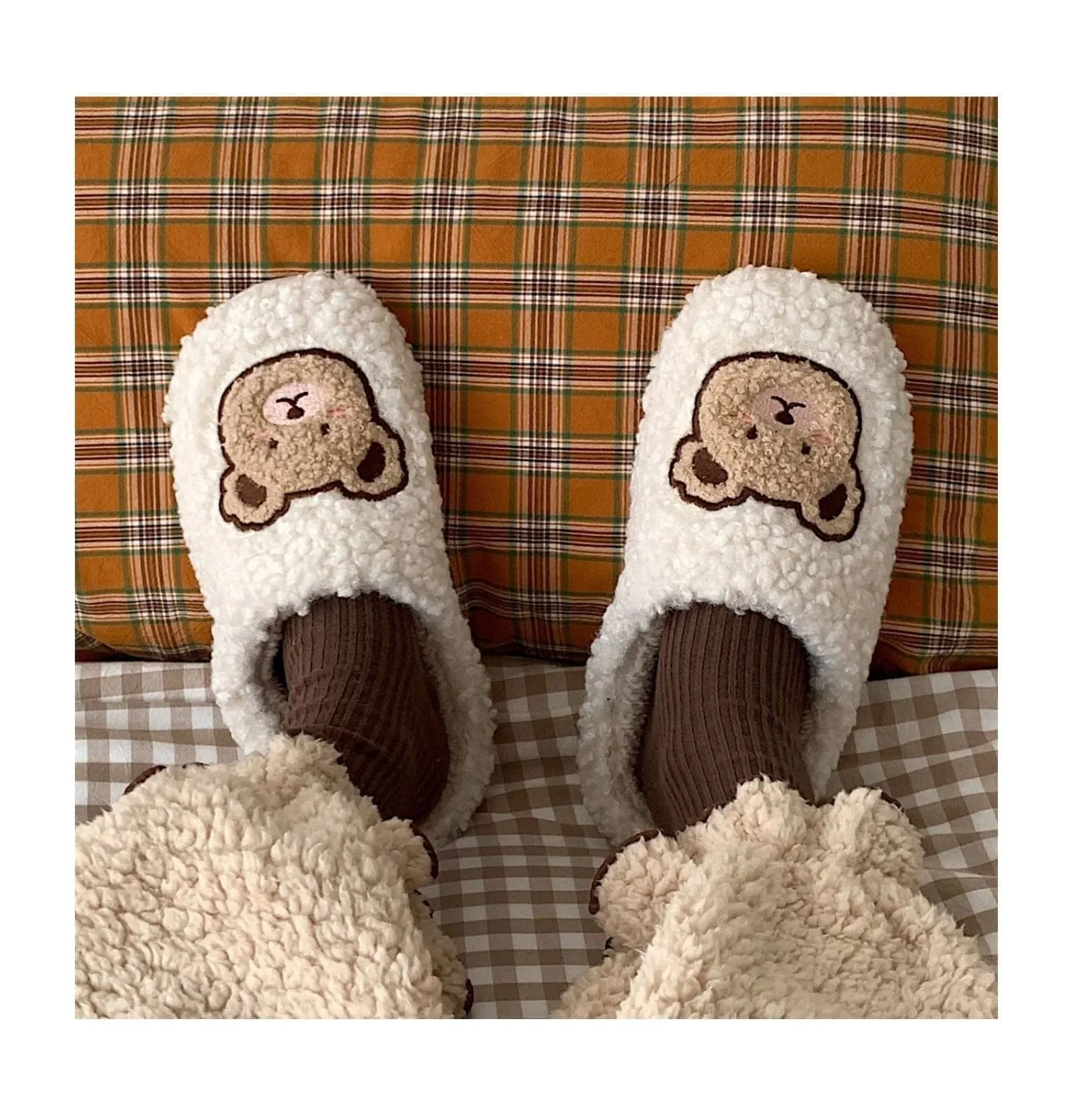 Kawaii Plush Bear Fluffy Cute Slippers