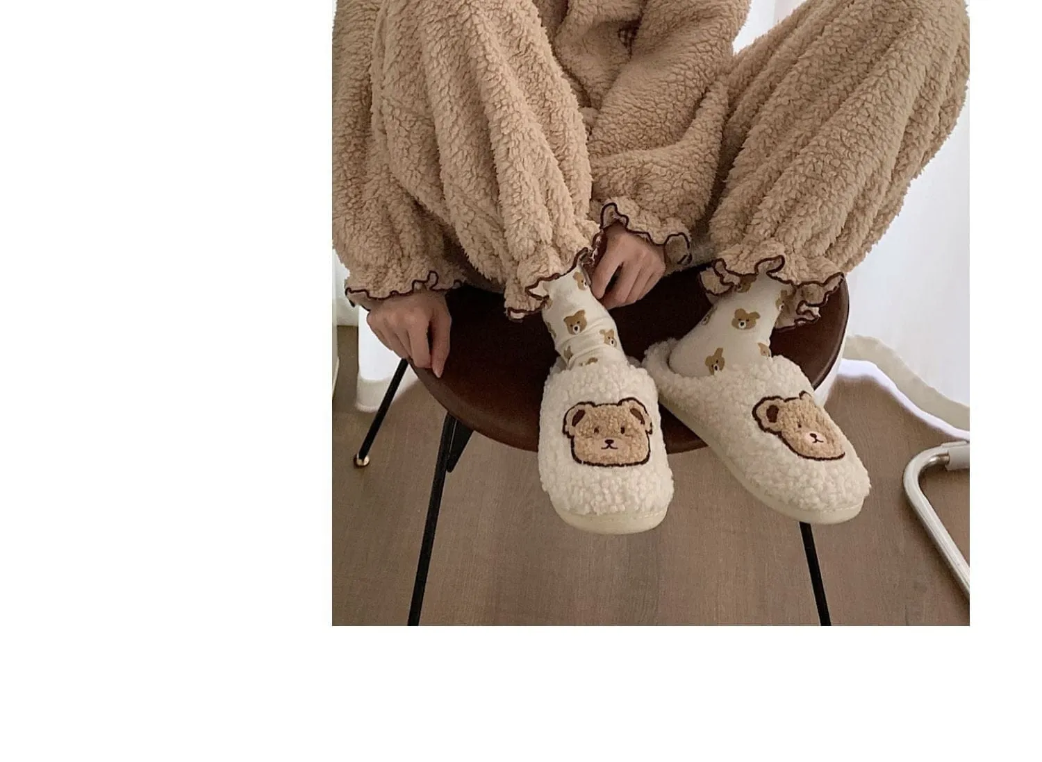 Kawaii Plush Bear Fluffy Cute Slippers