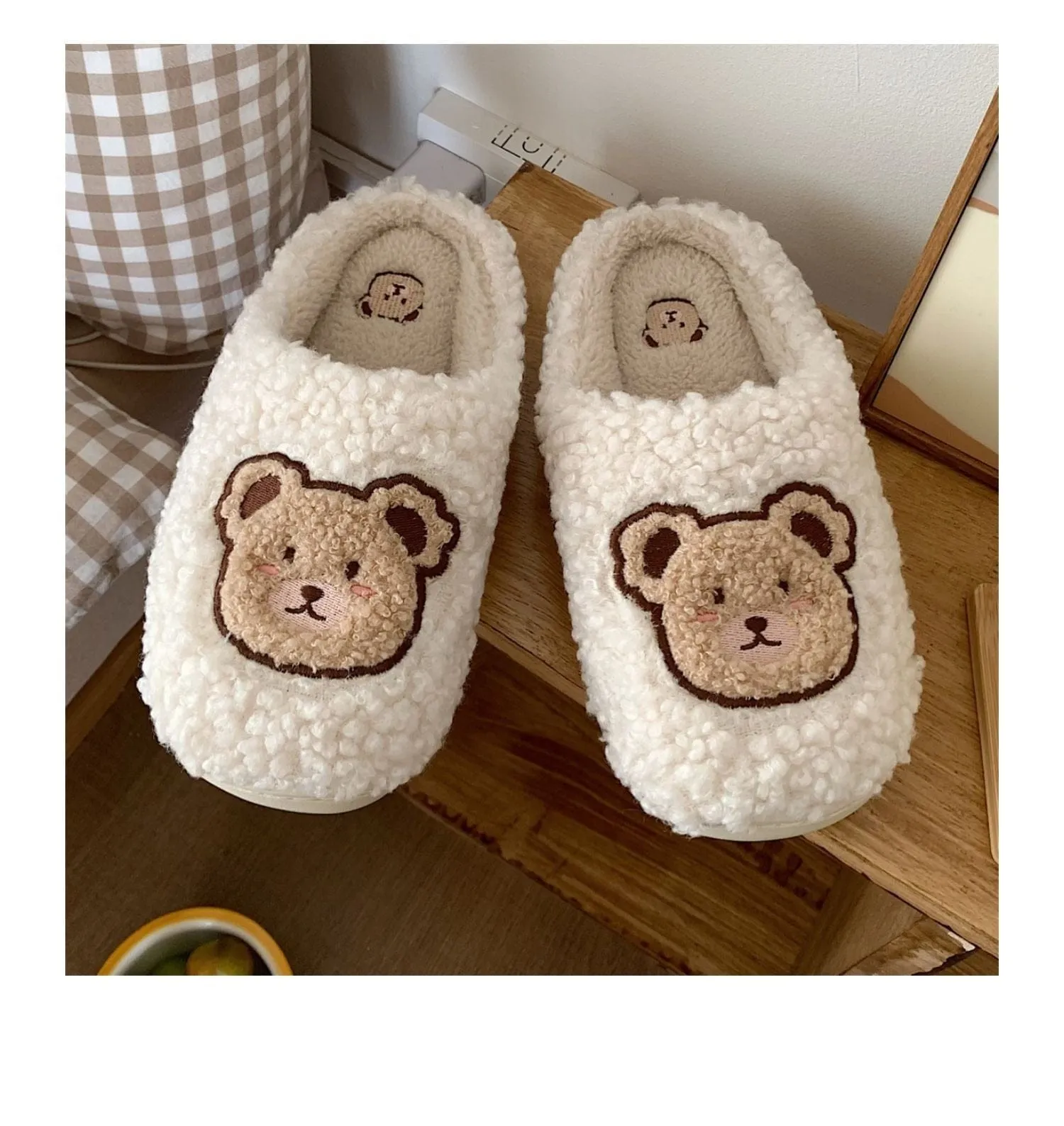 Kawaii Plush Bear Fluffy Cute Slippers