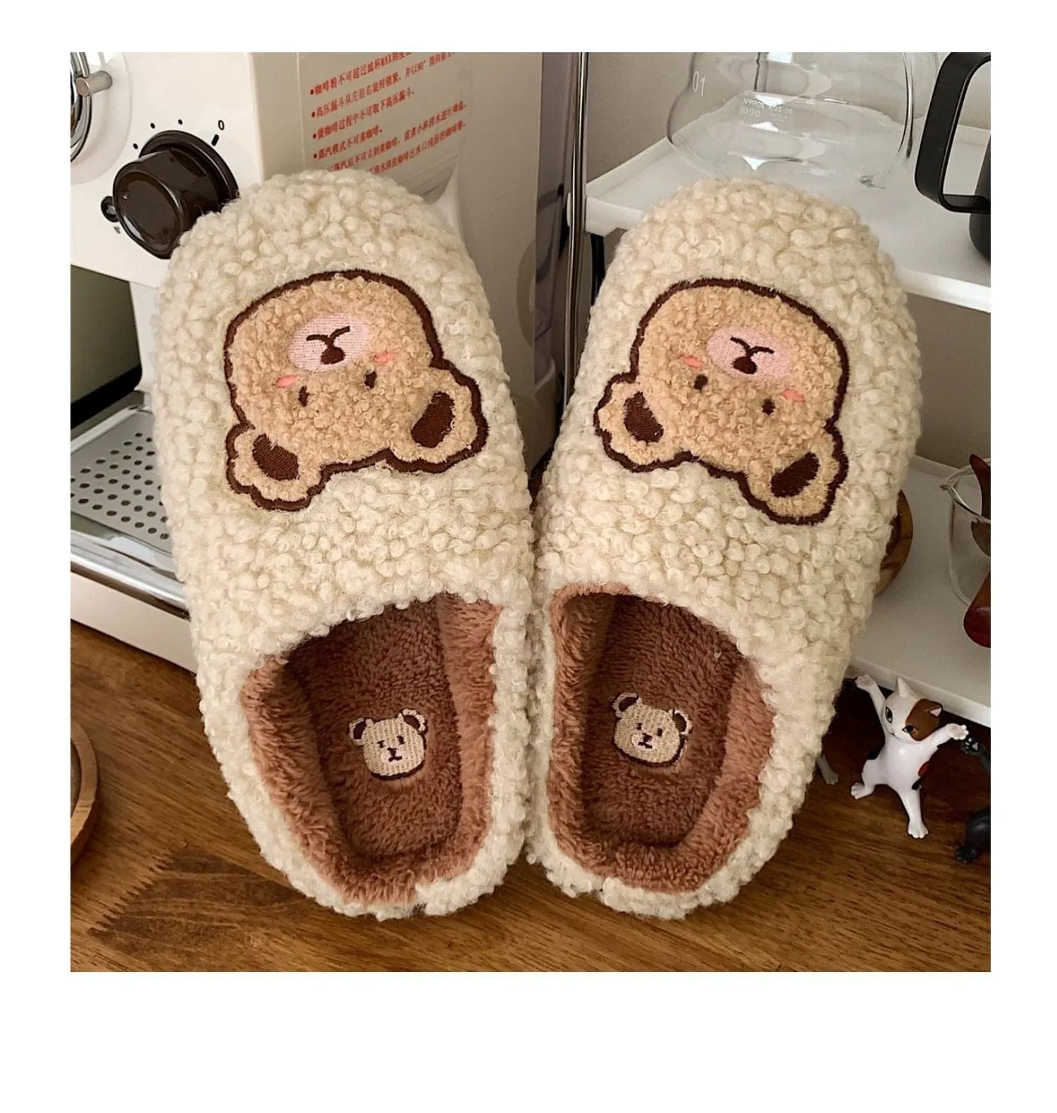 Kawaii Plush Bear Fluffy Cute Slippers