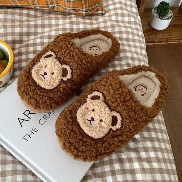 Kawaii Plush Bear Fluffy Cute Slippers