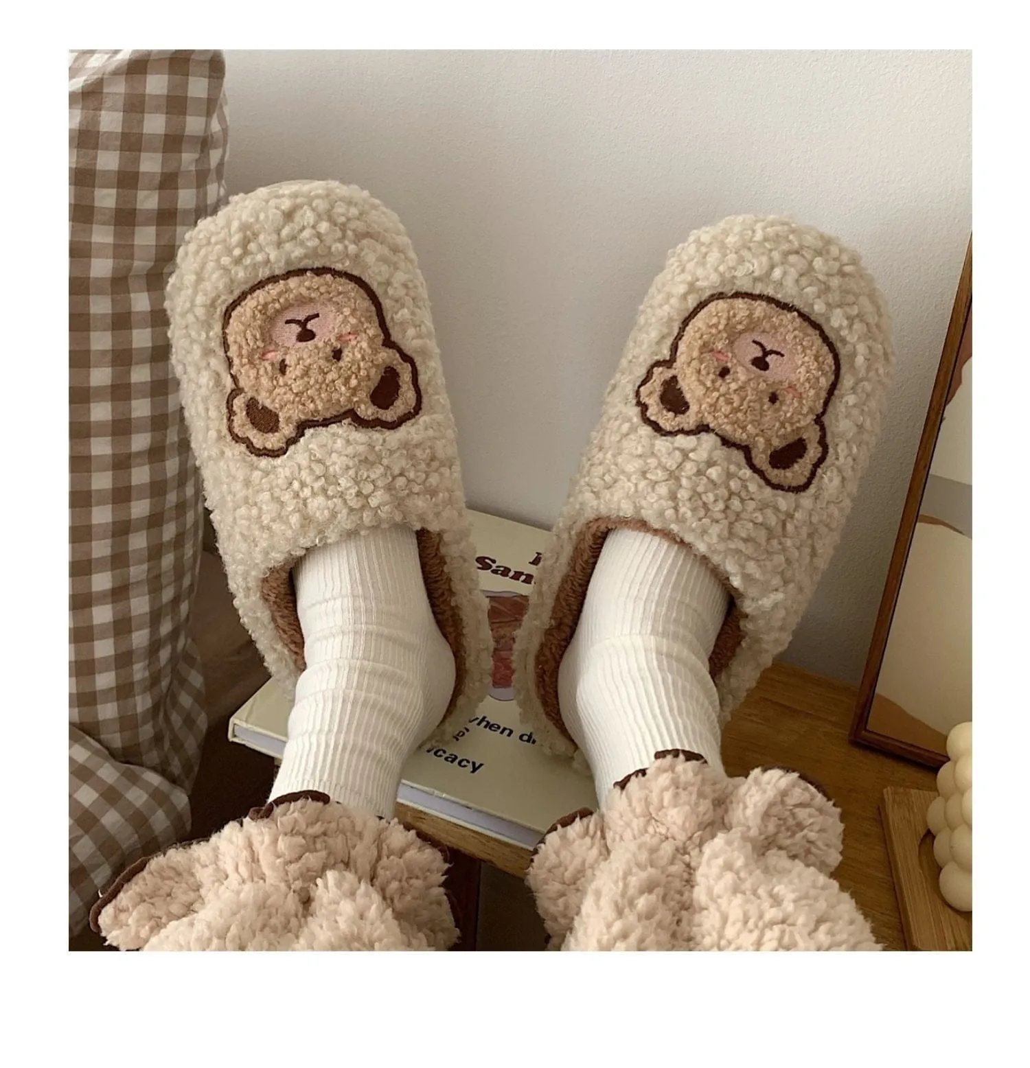 Kawaii Plush Bear Fluffy Cute Slippers