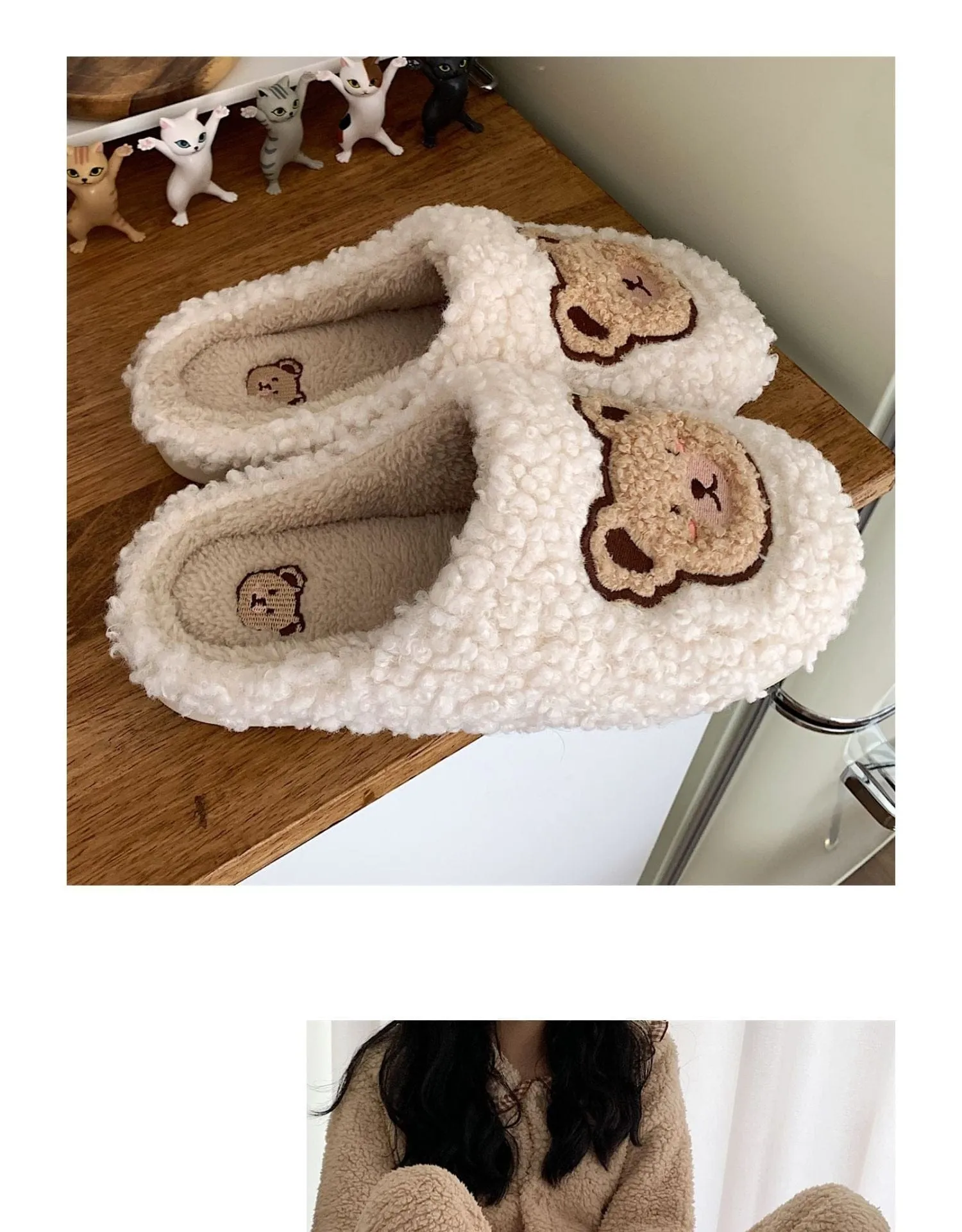 Kawaii Plush Bear Fluffy Cute Slippers