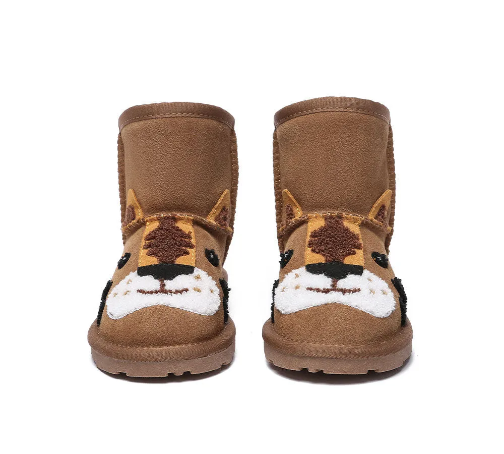 Kid Sheepskin Wool Boots Tiger Kids Plus