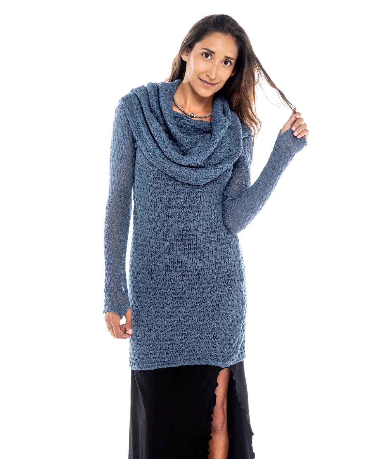 Knitted Dress Cowl Sweater Nanas