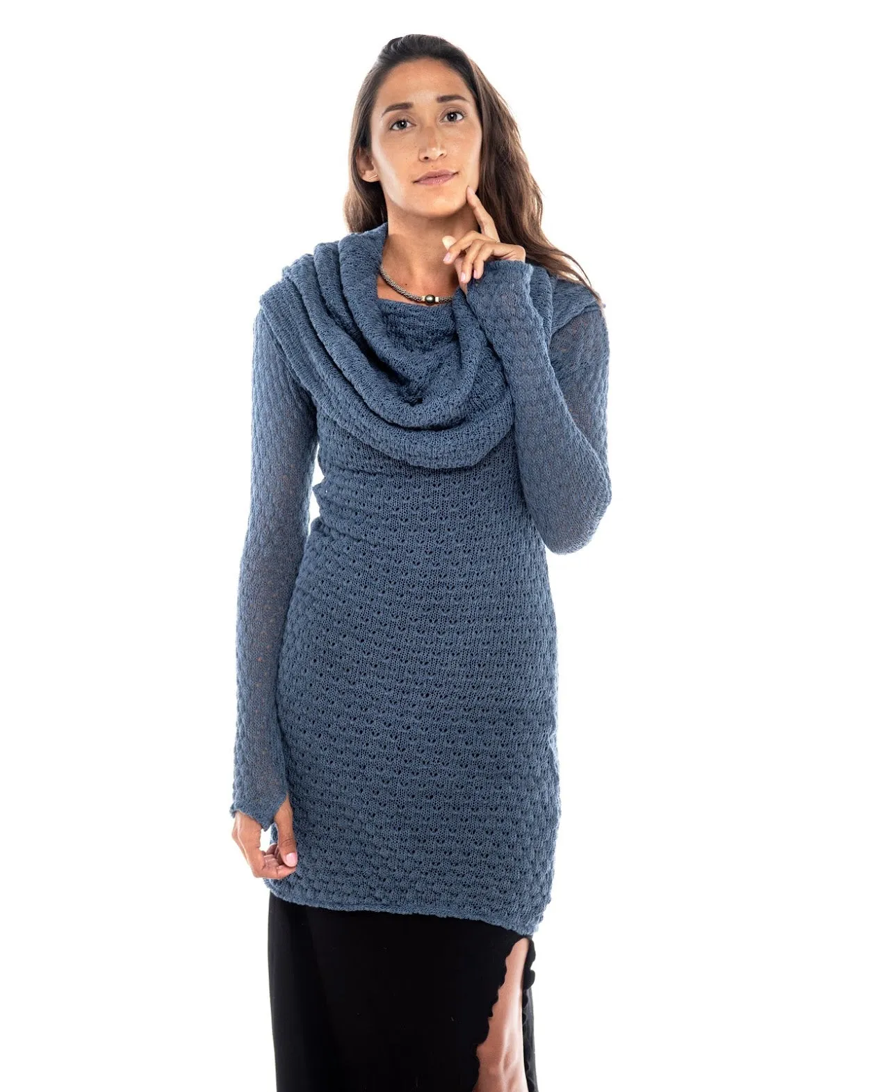 Knitted Dress Cowl Sweater Nanas