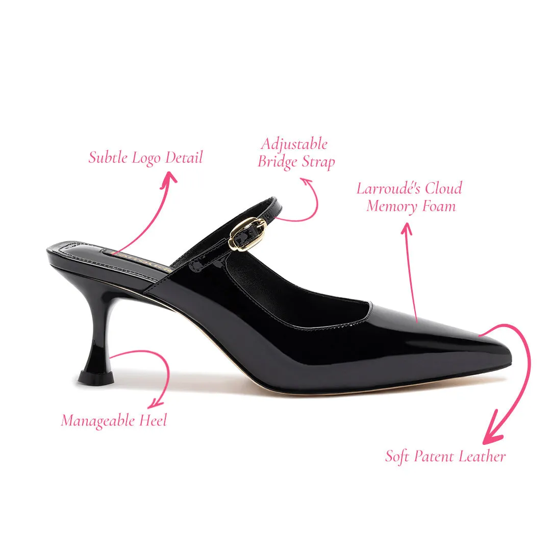 Larroude Ines Mule In Black Patent Leather