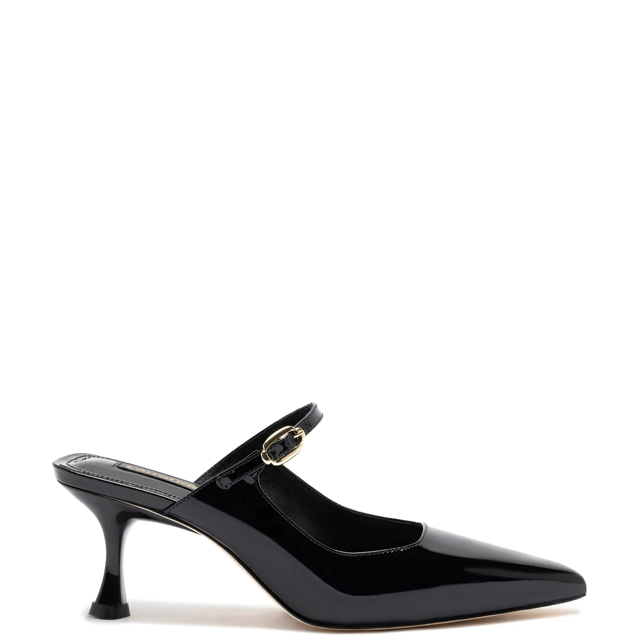 Larroude Ines Mule In Black Patent Leather