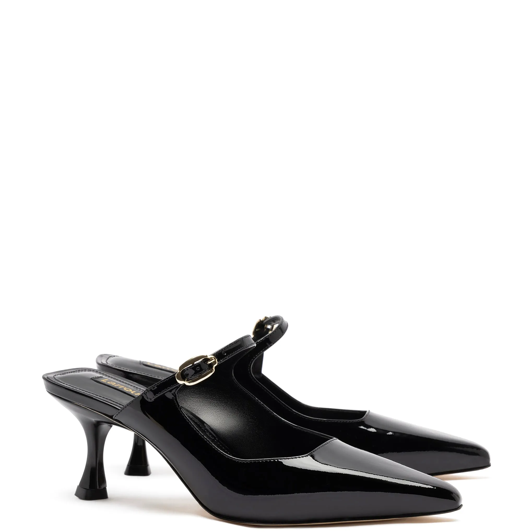 Larroude Ines Mule In Black Patent Leather