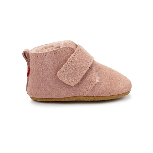 Leather Furry Lined Baby Shoe - Pink