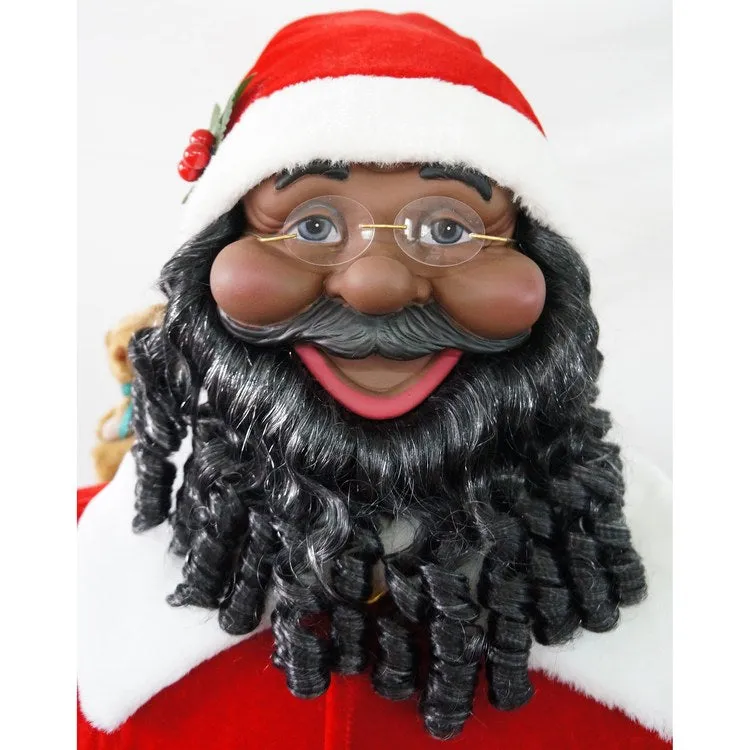 Life-Size 58" African American Dancing Santa with Naughty & Nice List