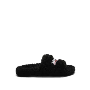 Logo Furry Slide in Black/White