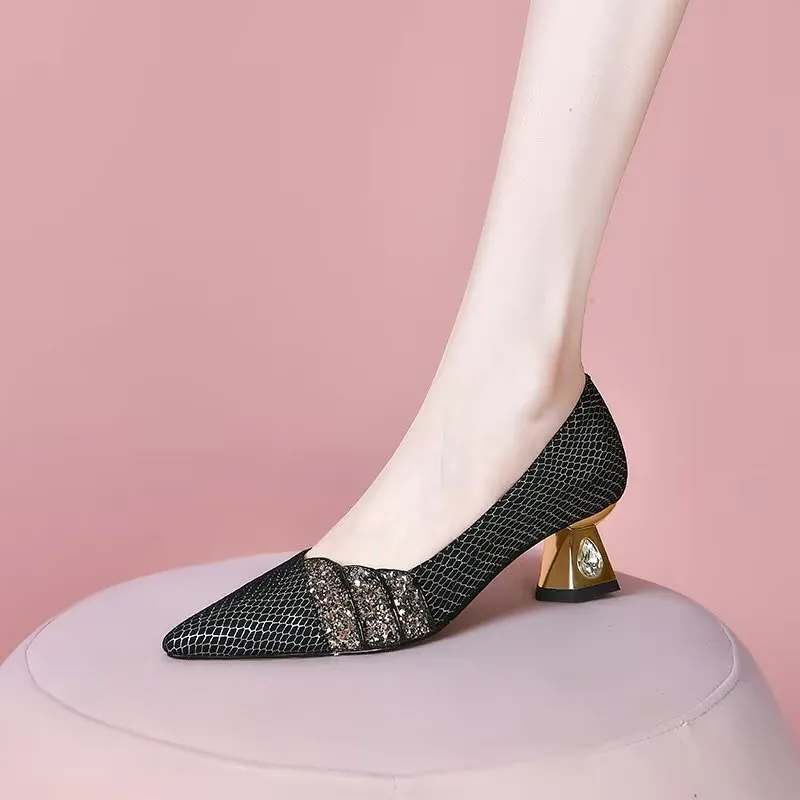 LuxeLeather Exotic Pattern Office Heels