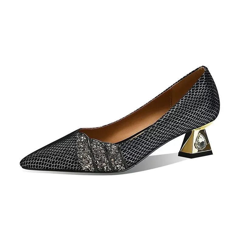 LuxeLeather Exotic Pattern Office Heels