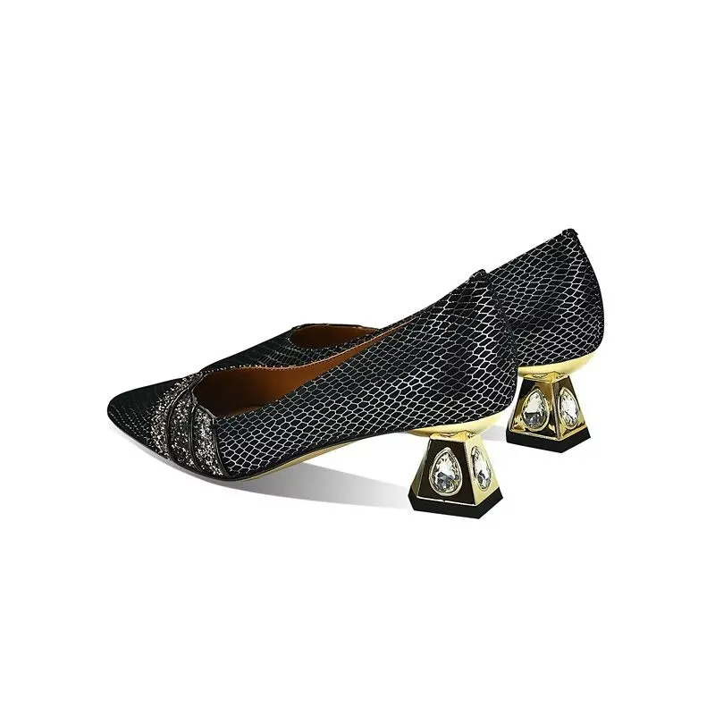 LuxeLeather Exotic Pattern Office Heels