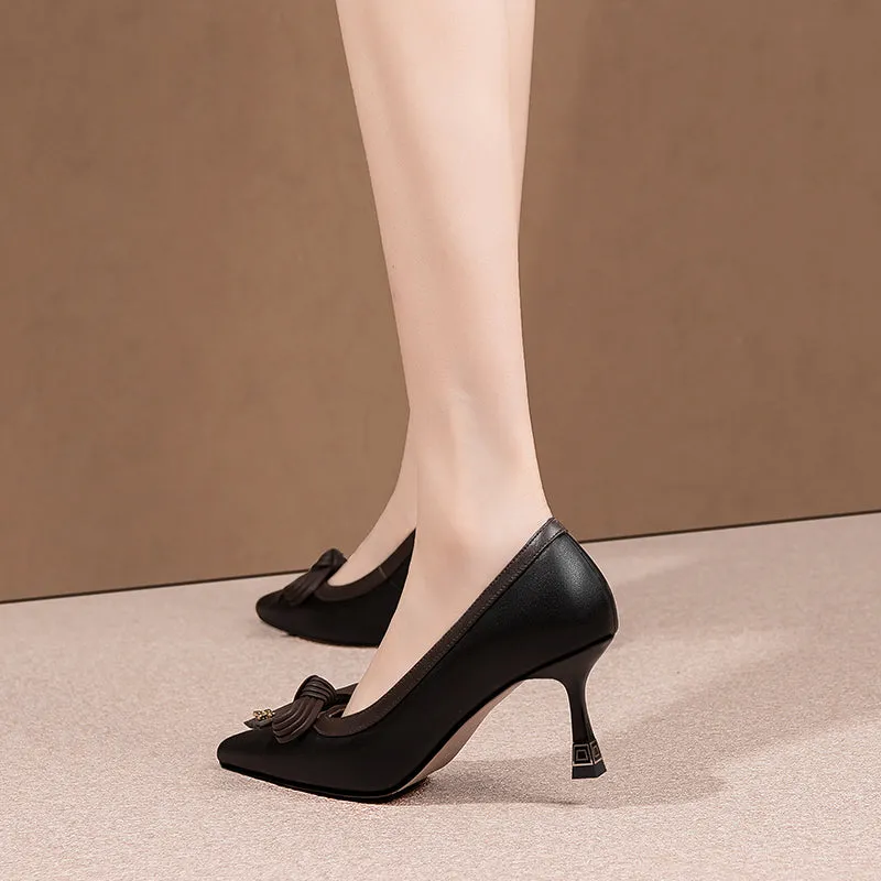 LuxeLeather Exotic Pointed Toe Pumps - Sophisticated Style