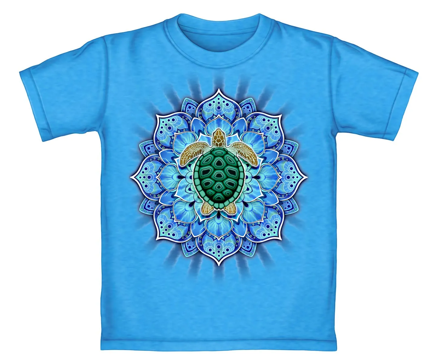 Mandala Turtle Turquoise Adult Tee Shirt (Adult Large