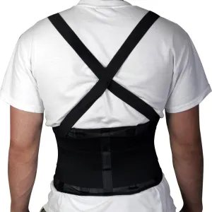 Medline NON11351M Standard Back Support With Suspenders, Black, Medium 30" - 34"