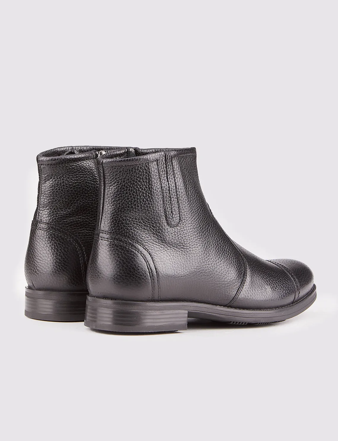 Men Black Genuine Leather Zipper Clousure Boots