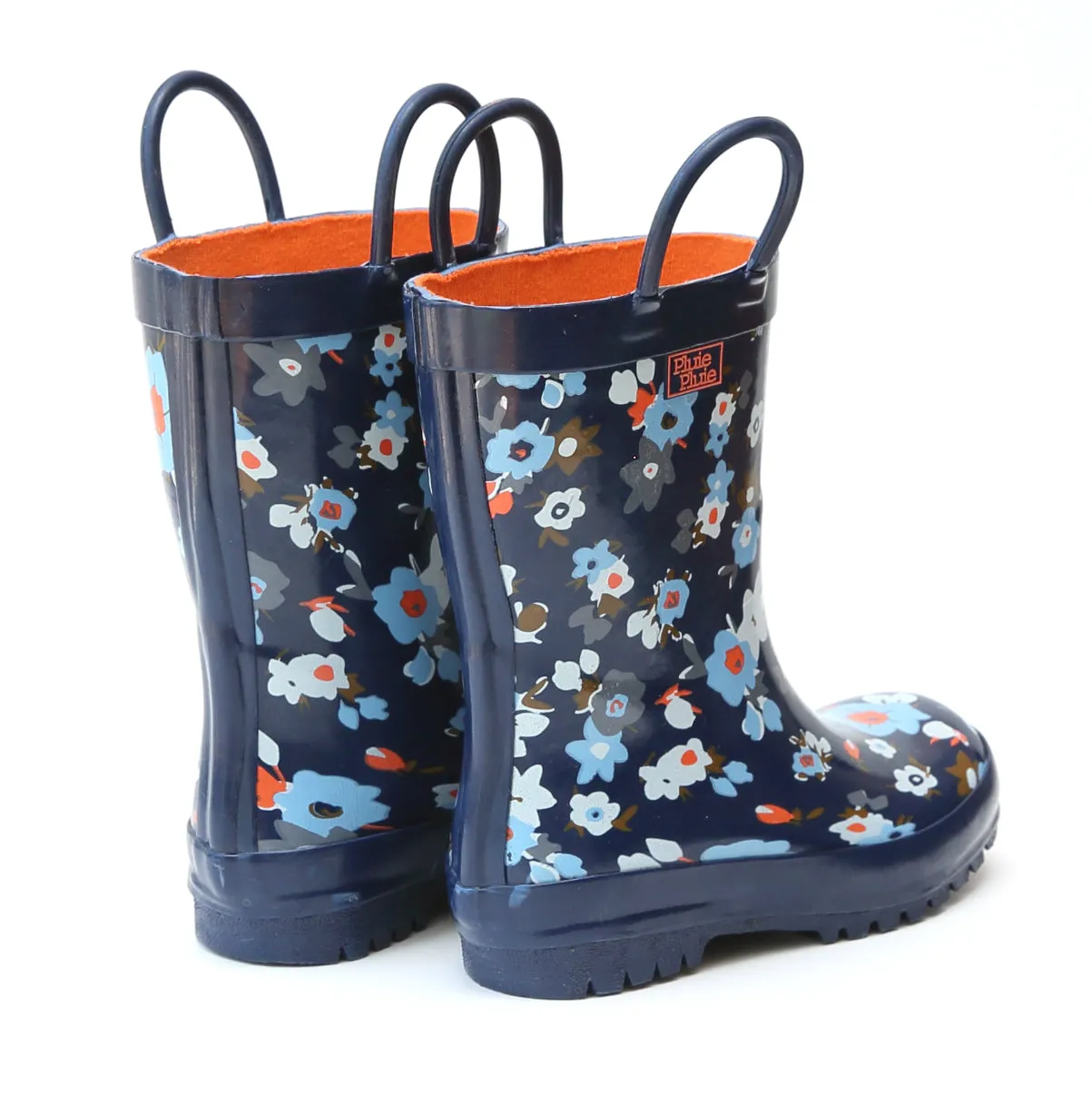 Navy Flower Rain Boot