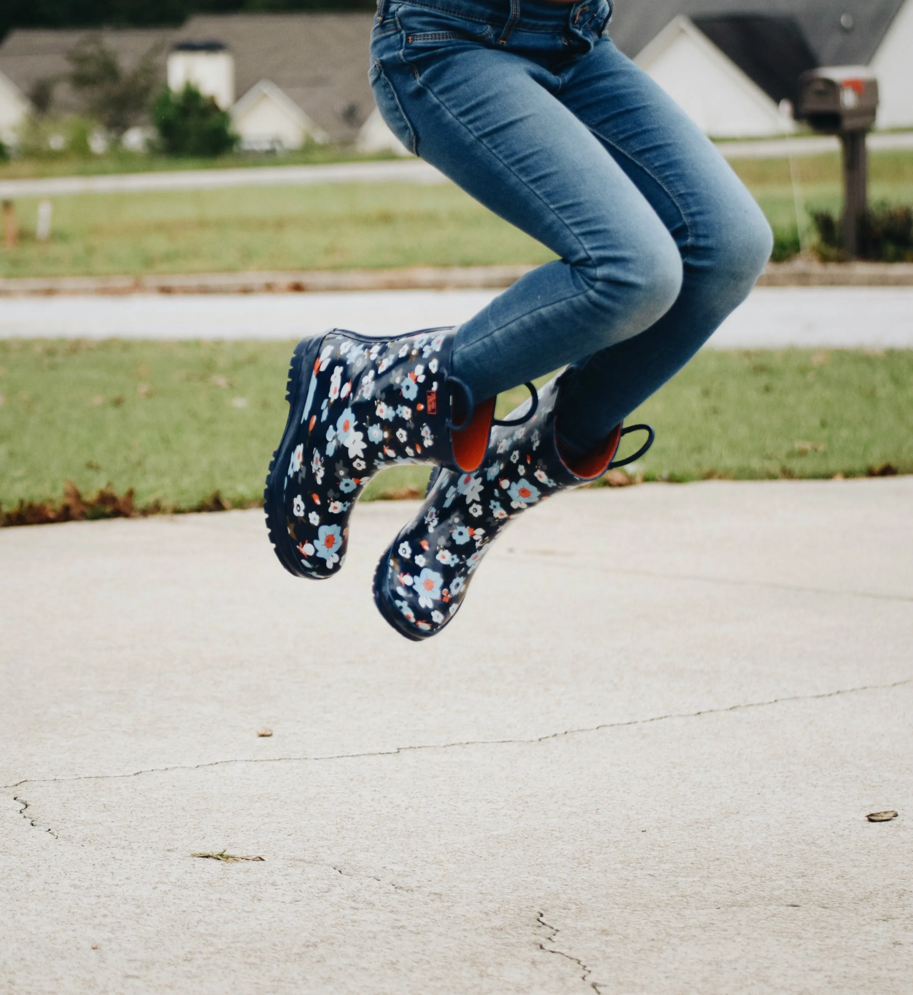 Navy Flower Rain Boot