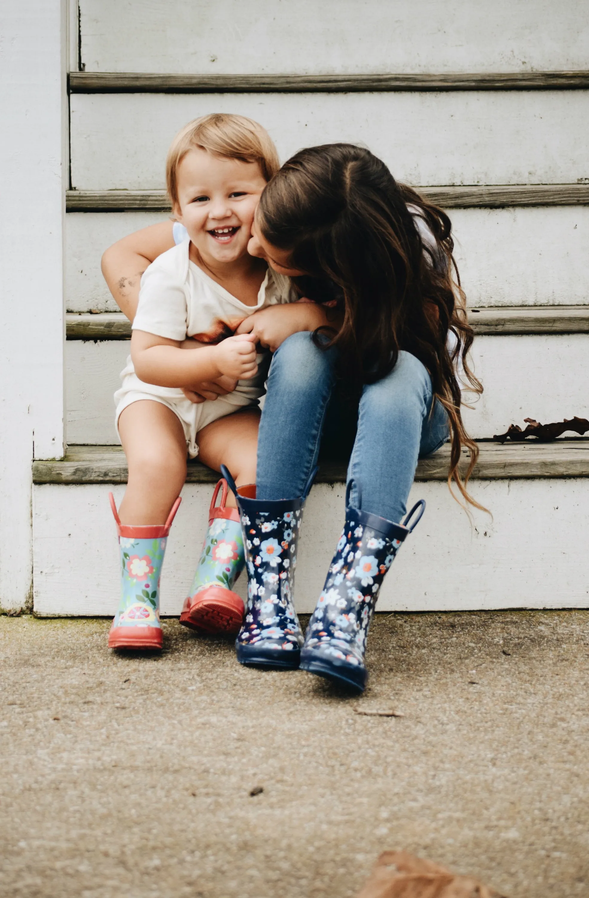 Navy Flower Rain Boot