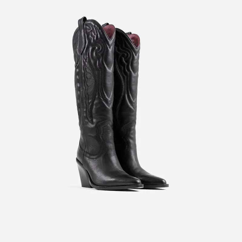 New Kole Black High Western Boots