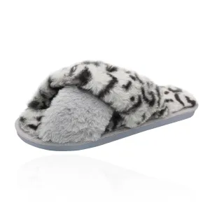 Noelle Leopard Print Slippers - Grey