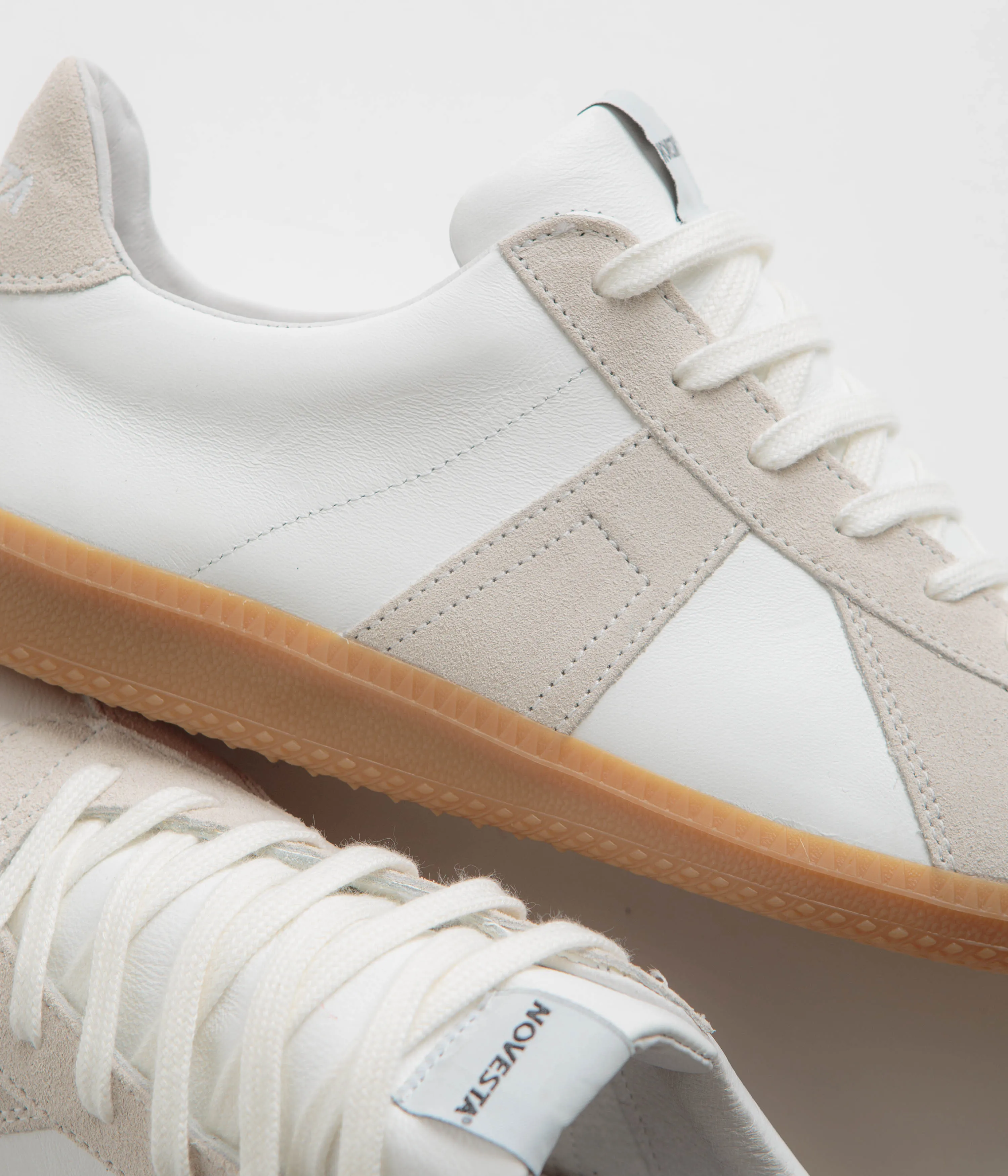 Novesta All Leather German Army Trainer Shoes - White / Transparent