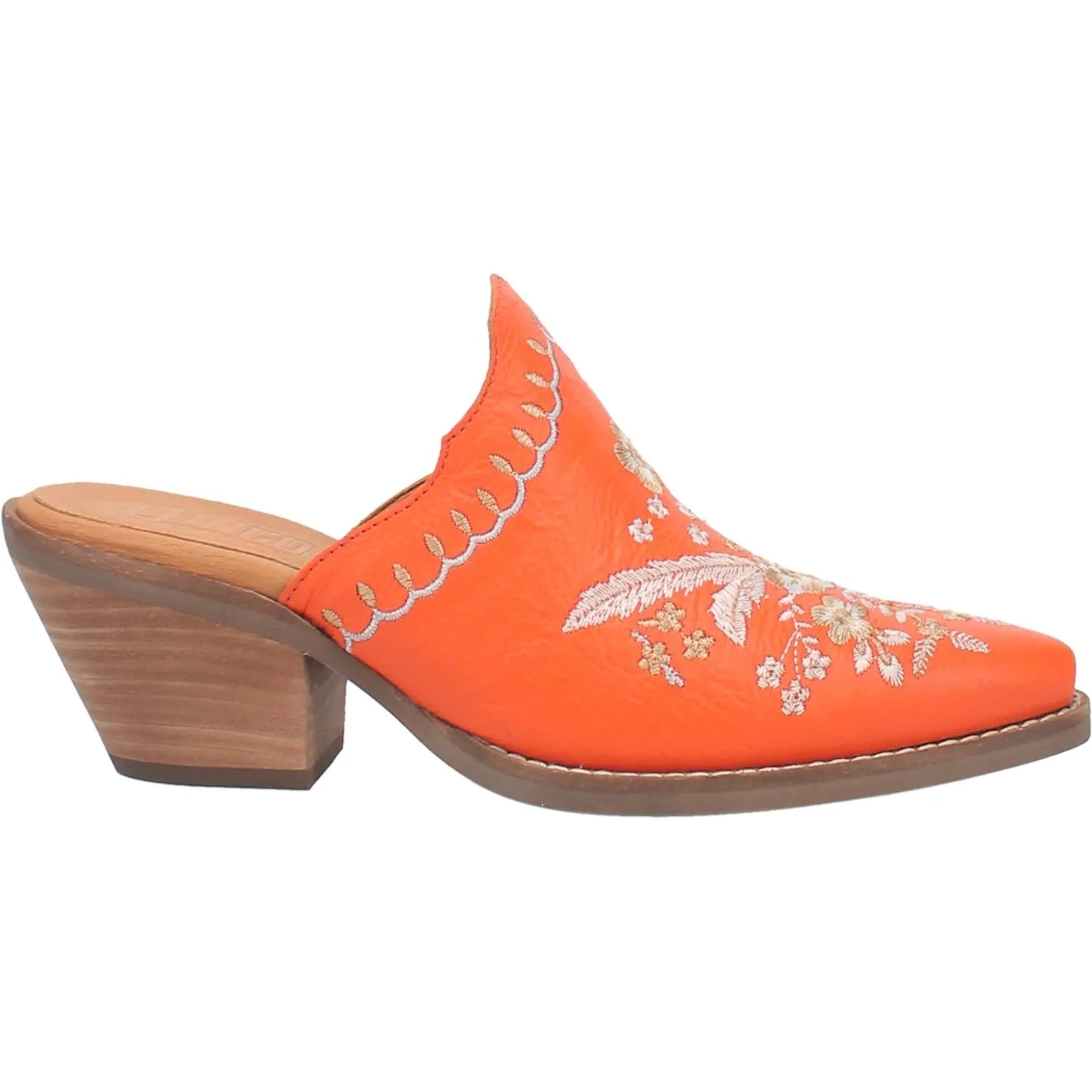 Online Exclusive | Dingo | Wildflower Leather Floral Stitch Mule Bootie in Orange **PREORDER