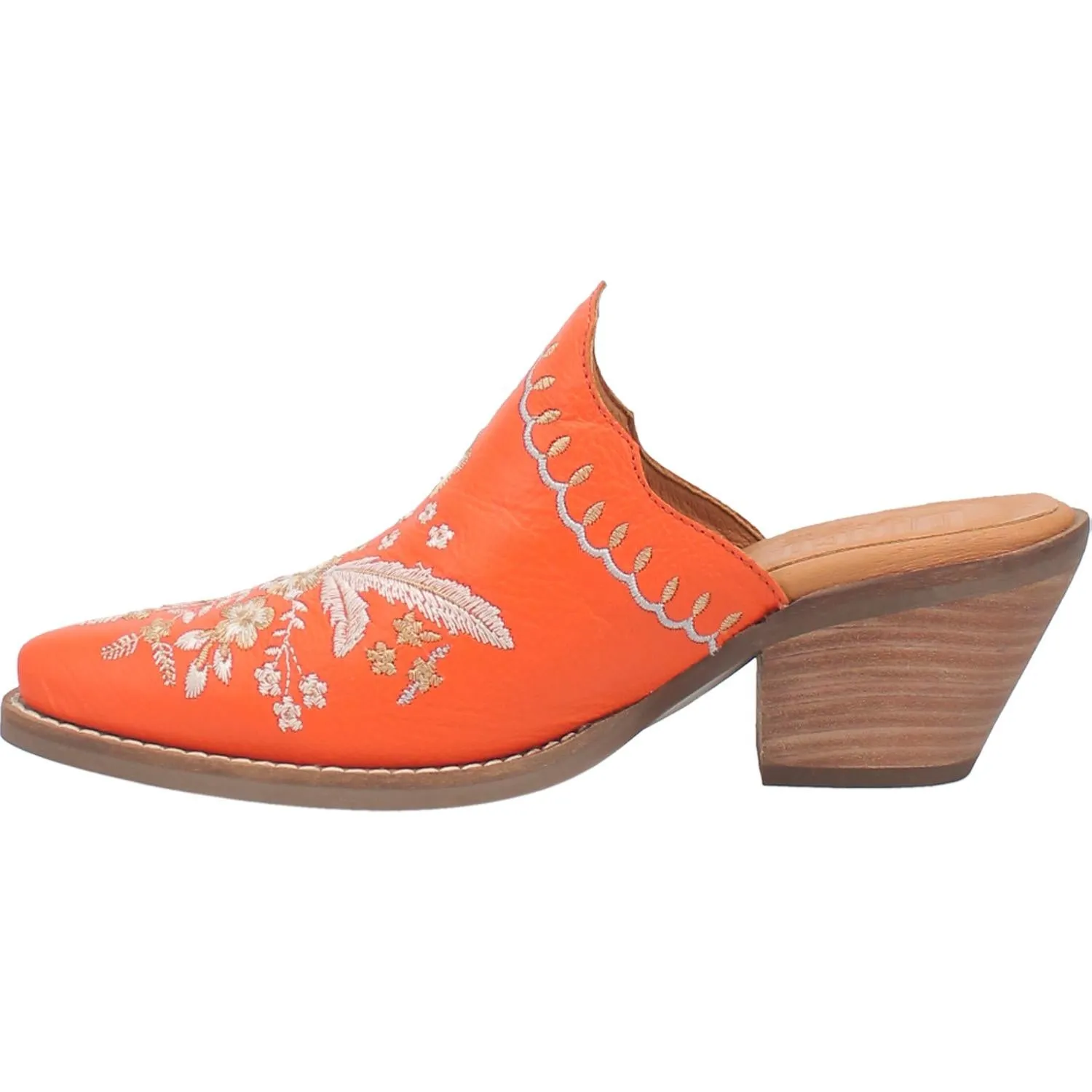 Online Exclusive | Dingo | Wildflower Leather Floral Stitch Mule Bootie in Orange **PREORDER