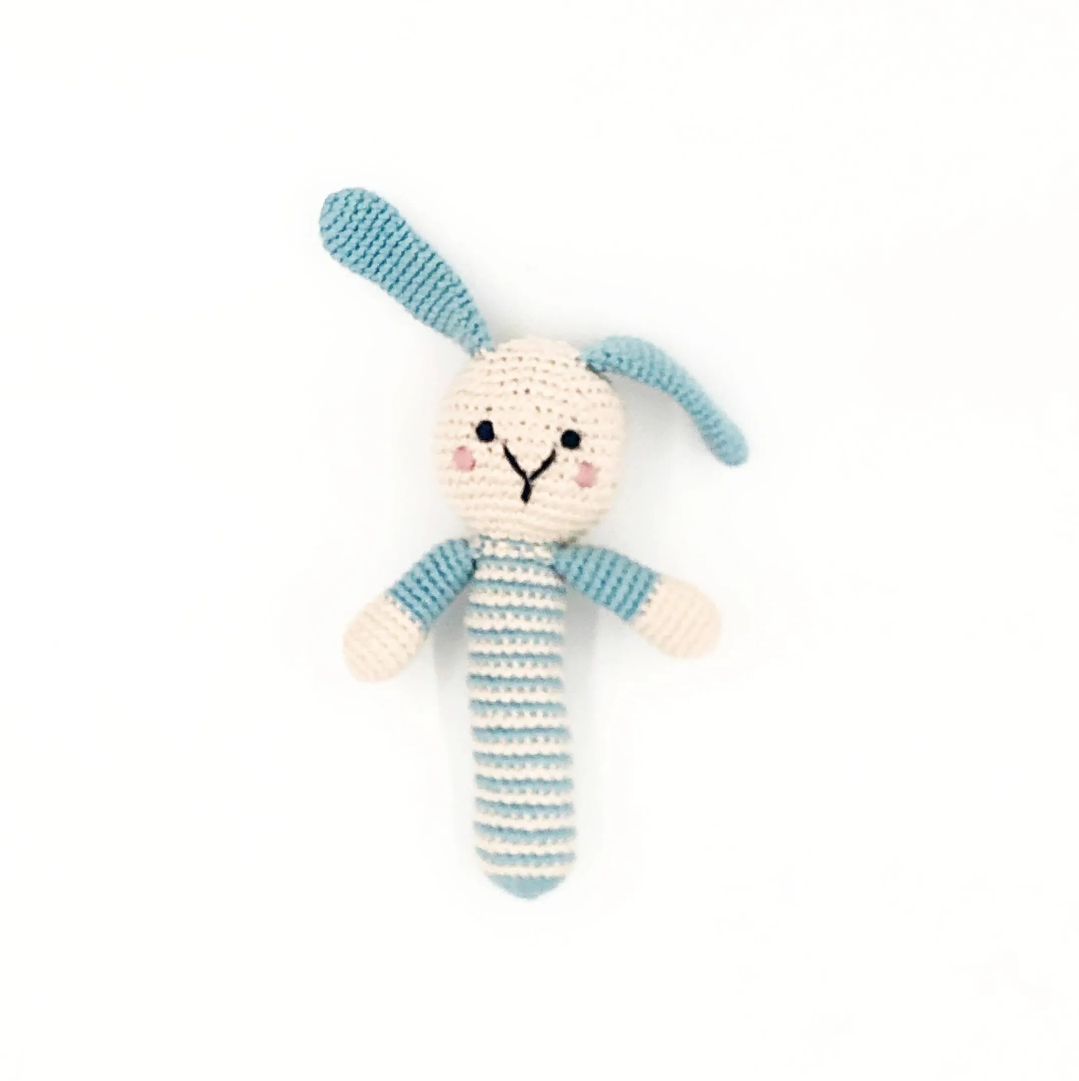 Organic Bunny Stick Rattle - Duck Egg Blue