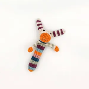 Organic Bunny Stick Rattle Multi-colour