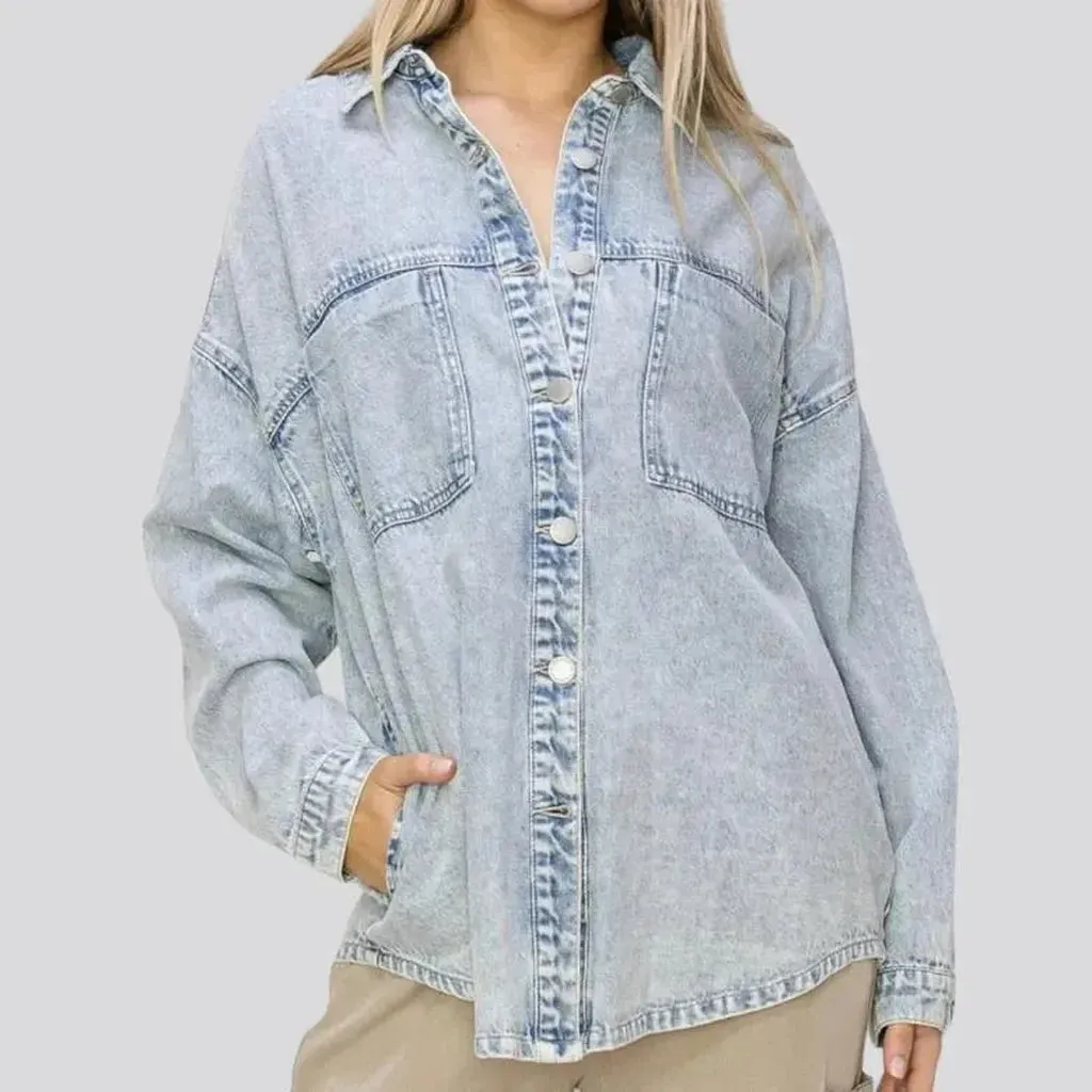 Oversized grunge denim shirt for women