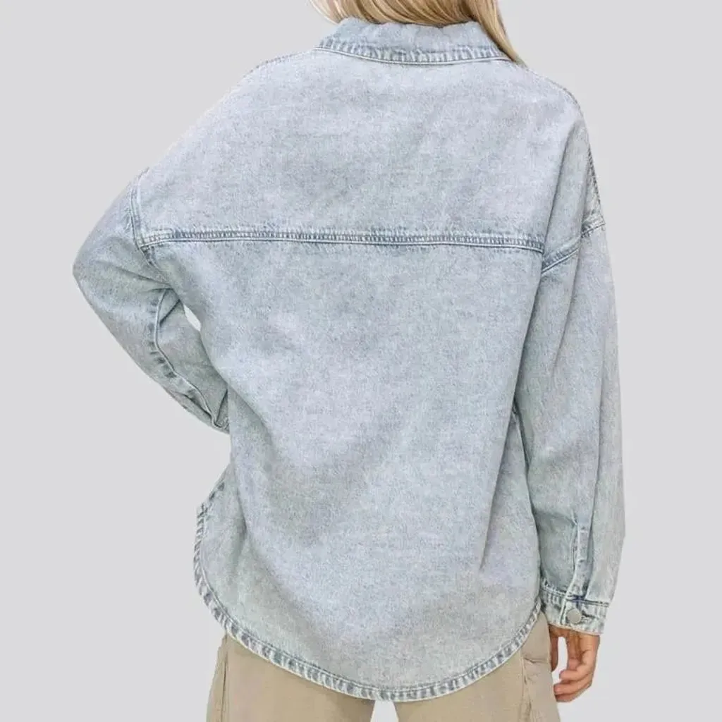 Oversized grunge denim shirt for women