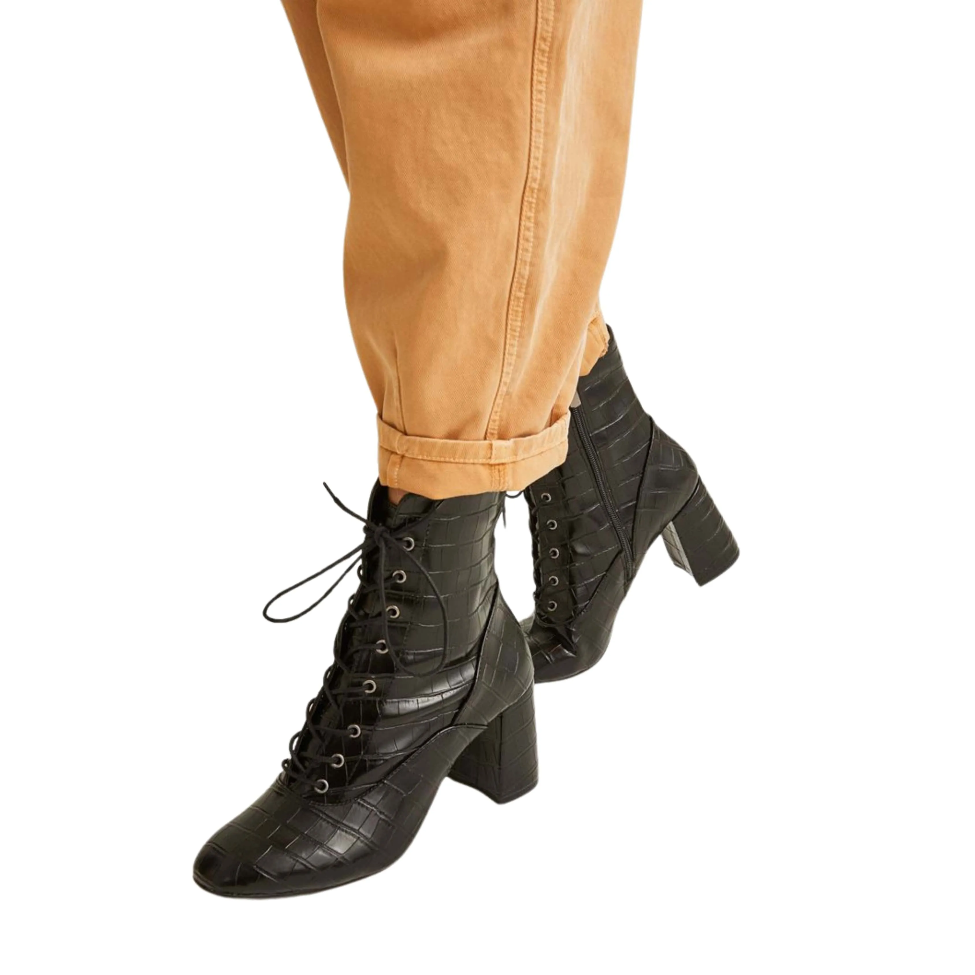 OXXO - Mid Heel Lace-up Boots