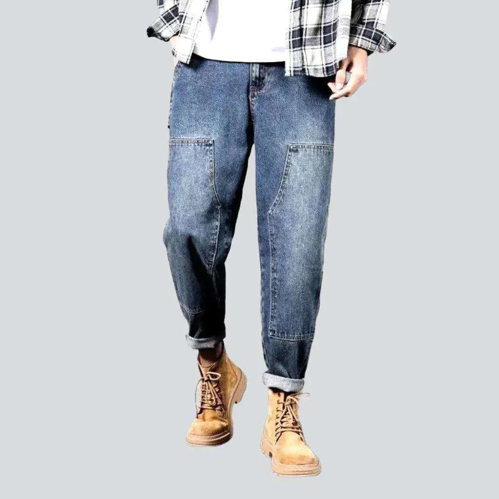 Patched legs carpenter men's jeans