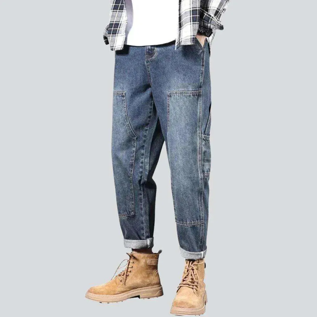 Patched legs carpenter men's jeans