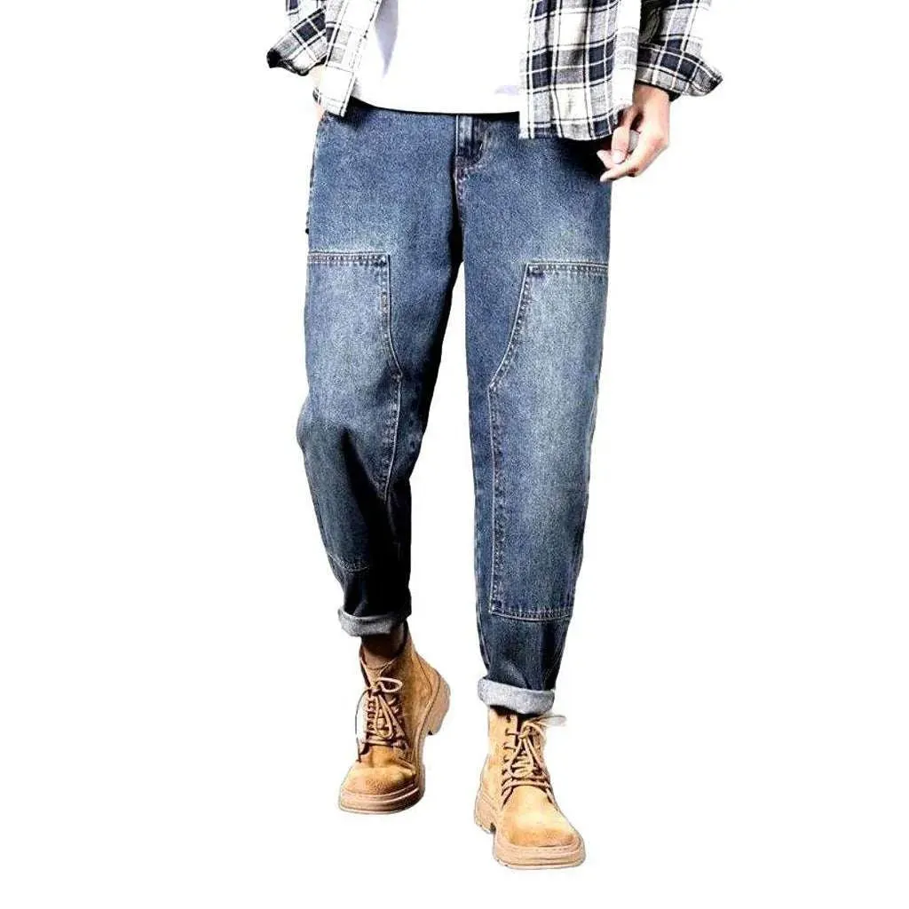 Patched legs carpenter men's jeans